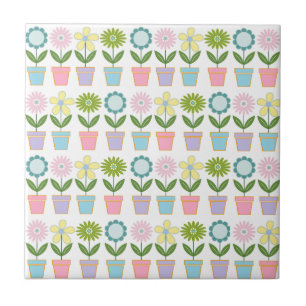 Süße Pastell-Blumentopf-Muster Fliese