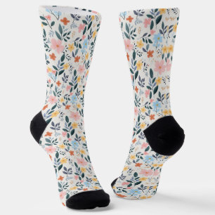 Süße Pastell-Ditsy-Boho-Wildblumenwiese Socken