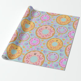 Süße Pastell-Donuts & Herzen Geschenkpapier