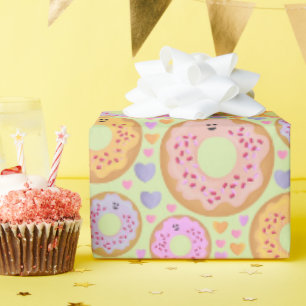 Süße Pastell-Donuts & Herzen Geschenkpapier