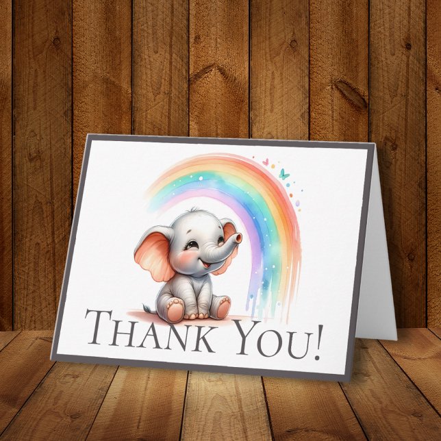 Süße Pastell-Elefanten-Regenbogen-Rand Danke (Von Creator hochgeladen)