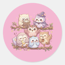 Süße Pastell-Eulenfreunde-Sticker-Sheet
