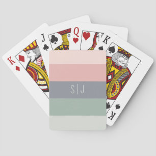 Süße Pastell-Farbblock-Monogramm  Spielkarten
