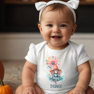 Süße Pastell-Feminin-Zauberin Rosa Wasserfarbe Hal Baby Strampler