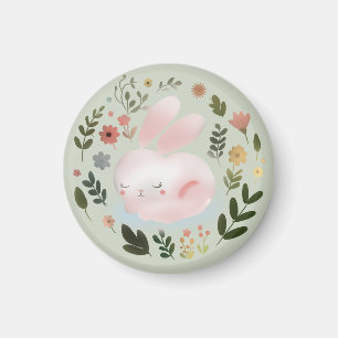 Süße Pastell-Frühlings-Hasen-Blumenkranz-Kinderzim Magnet