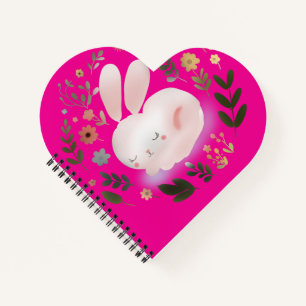 Süße Pastell-Frühlings-Hasen-Blumenkranz-Kinderzim Notizbuch