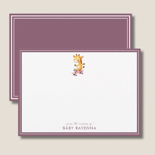 Süße Pastell-Giraffe auf Skateboard-Baby-Party Mitteilungskarte