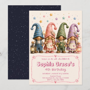 Süße Pastell-Gnom-Birthday-Party-Einladung Einladung