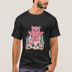 Süße Pastell-Gothik niedliche gruselige Dämonenkat T-Shirt