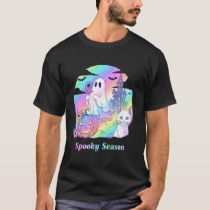 Süße Pastell-Halloween-Katze Kürbis Grusel-Saison T-Shirt