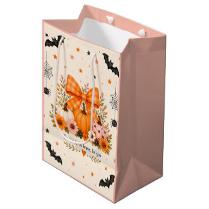 Süße Pastell-Halloween-Kürbis-Geschenktasche Mittlere Geschenktüte