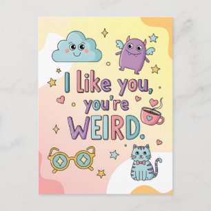 Süße Pastell-Katze-Monster-Kawaii-Kunst Postkarte