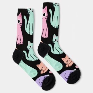 Süße Pastell-Katzen-Crew-Socken – Kitty Socken