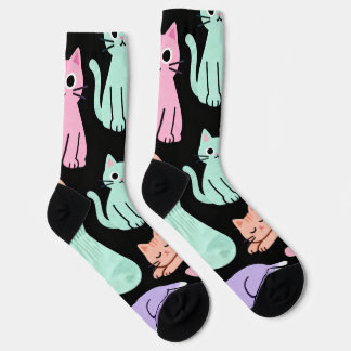 Süße Pastell-Katzen-Crew-Socken – Kitty Socken