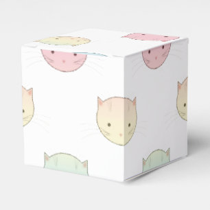 Süße Pastell-Katzen-Gesichter Rosa Blau Grün Gelb Geschenkschachtel