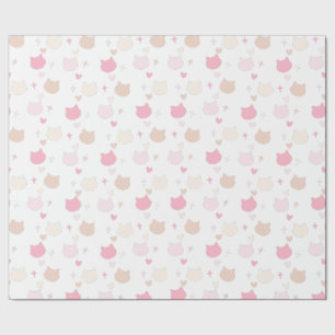 Süße Pastell-Kawaii-Katzen-Herzen-und-Sterne-Verpa Geschenkpapier
