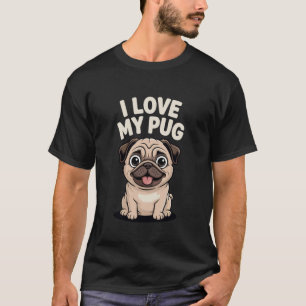 Süße Pastell Kawaii Welpe Ich Liebe Meinen Mops T-Shirt