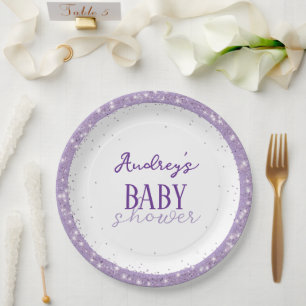 Süße Pastell-Lila-Baby-Party Pappteller