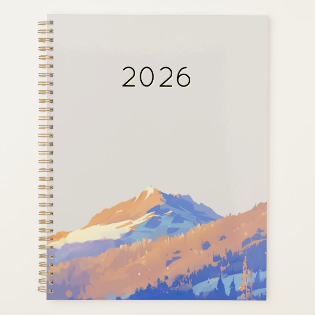 Süße Pastell-Lila Minimalistische Berge Planer (Vorderseite)