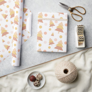 Süße Pastell-Mittel-Rosa-Urlaubsbaum Geschenkpapier