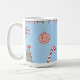 Süße Pastell-Nostalgie-Retro-Weihnachts-Hellblau Kaffeetasse
