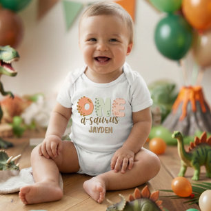 Süße Pastell-One-A-Saurus-Dinosaurier-Geburtstagsf Baby Strampler