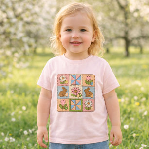Süße Pastell-Osterhasen-Blumen-Patchwork 