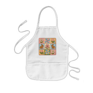 Süße Pastell-Osterhasen-Blumen- Patchwork Kinderschürze