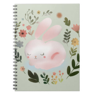 Süße Pastell-Osterhasen-Blumenkranz-Kinderzimmer-K Notizblock