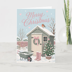Süße Pastell-Parzellen-Weihnachts-Szene Karte
