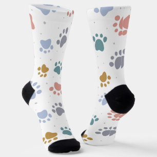 Süße Pastell-Pfotenabdrücke Minimalistisches Muste Socken