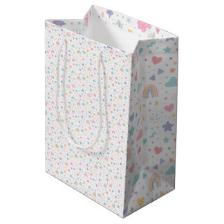 Süße Pastell-Regenbogen-Herzen- und Stern-Nahtlose Mittlere Geschenktüte