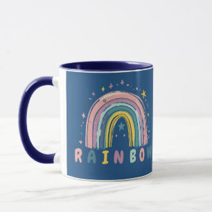 Süße Pastell-Regenbogen- und Stern-Kaffeetasse Tasse