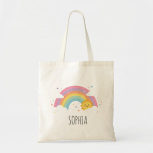Süße Pastell-Regenbogen-Wolken-Name-Kinder-Tasche Tragetasche