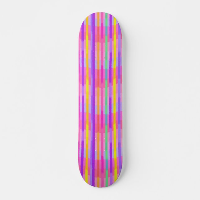 Süße Pastell-Regenbogenstreifen Skateboard (Vorne)