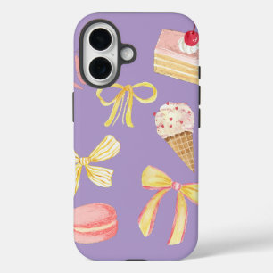 Süße Pastell-Schleifen-Torten-Macarons-Eiscreme iPhone 16 Hülle