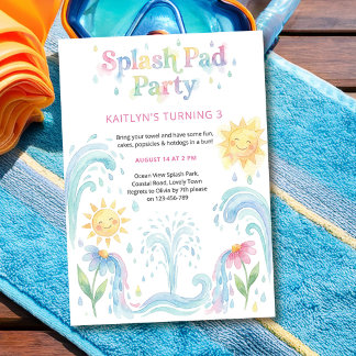 Süße Pastell-Spritzbereich-Kinder-Geburtstags-Pool Einladung