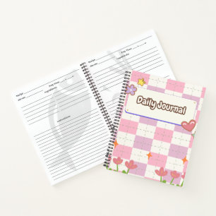 Süße Pastell-Tagesjournal-Hülle – Ästhetisches Ros Notizbuch