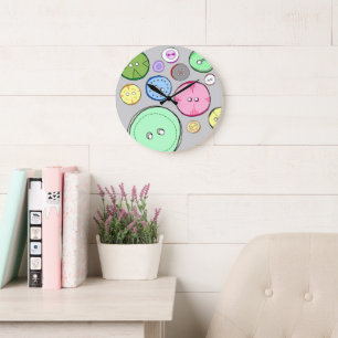 Süße Pastell-Tasten-Illustration Große Wanduhr