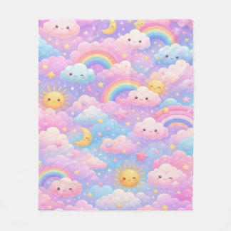 Süße Pastell-Träumerei-Himmel-Regenbogen-Wolken-Ki Fleecedecke