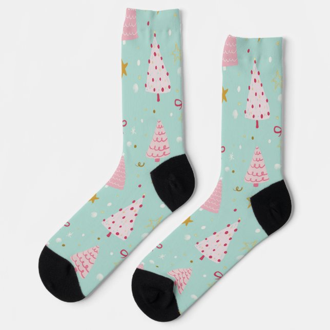Süße Pastell-Weihnachts-Socken Socken (Linkes Detail)