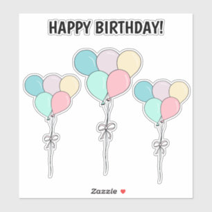 Süße Pastellballons Happy Birthday Cartoons Aufkleber