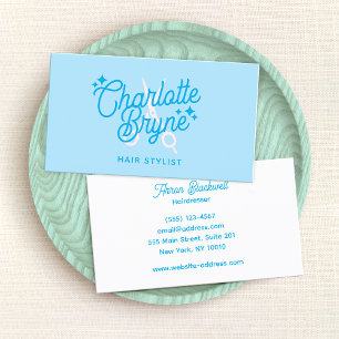 Süße pastellblaue Retro-Friseurschere Visitenkarte