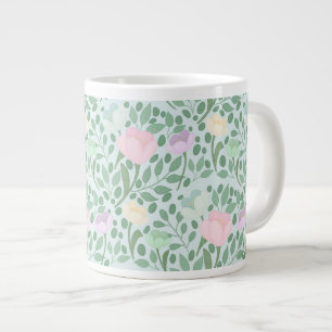 Süße Pastellblumen auf Blau Jumbo-Tasse
