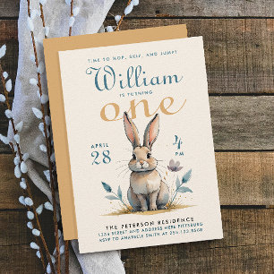 Süße Pastellfarben Hase Erste Geburtstag Aquarell Einladung