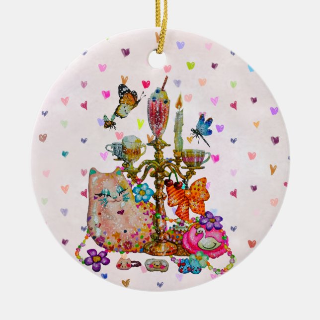 Süße Pastellfarben Keramik Ornament (Vorne)