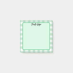 Süße Pastellgrün-Gingham-Muster-Notizen Post-it Klebezettel
