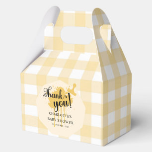Süße Pastellorange Gingham-Baby-Mädchen-Party Geschenkschachtel