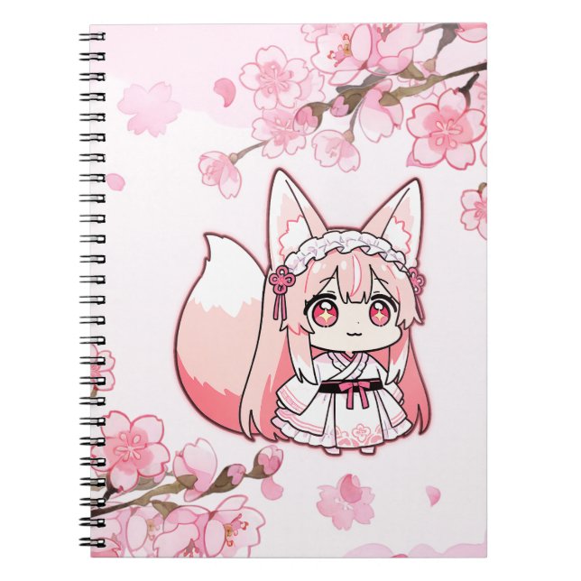 Süße Pastellrosa Chibi FuchsGirl  Notizblock (Vorderseite)