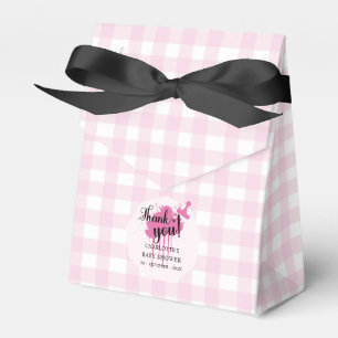 Süße Pastellrosa Gingham-Babyparty Geschenkschachtel
